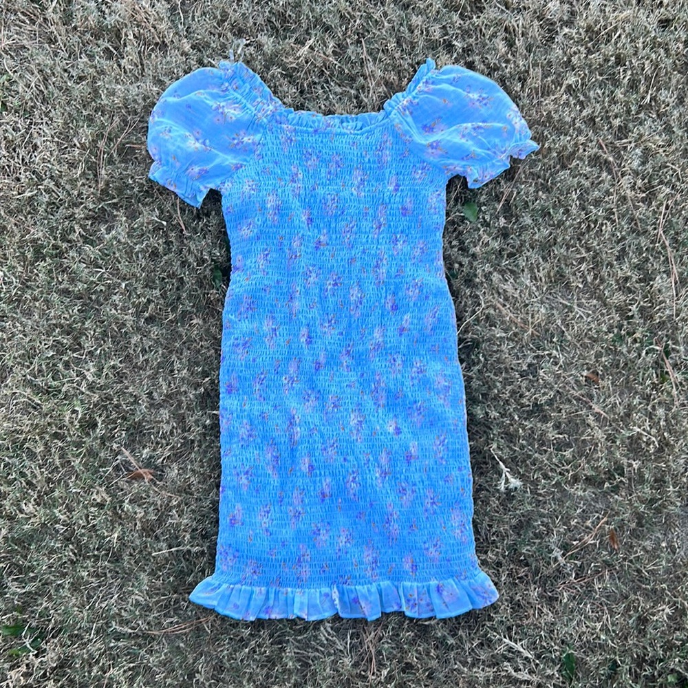 Sky Blue Blossom Skin Tight Dress